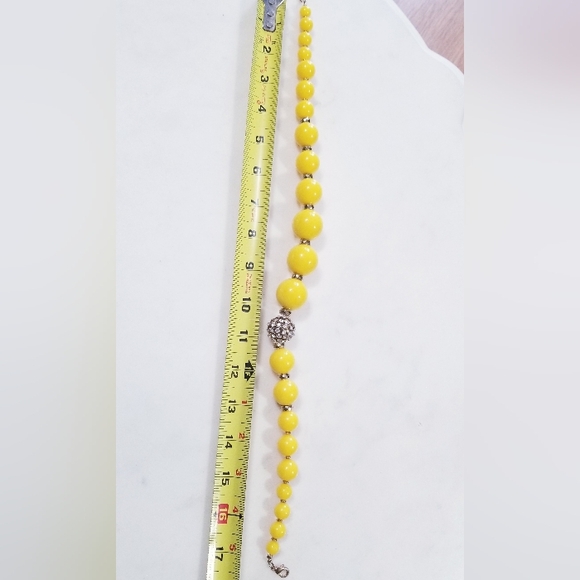 Beaded Yellow Rhinestone Disco Ball Necklace And Polka Dot Bracelet - Picture 7 of 17